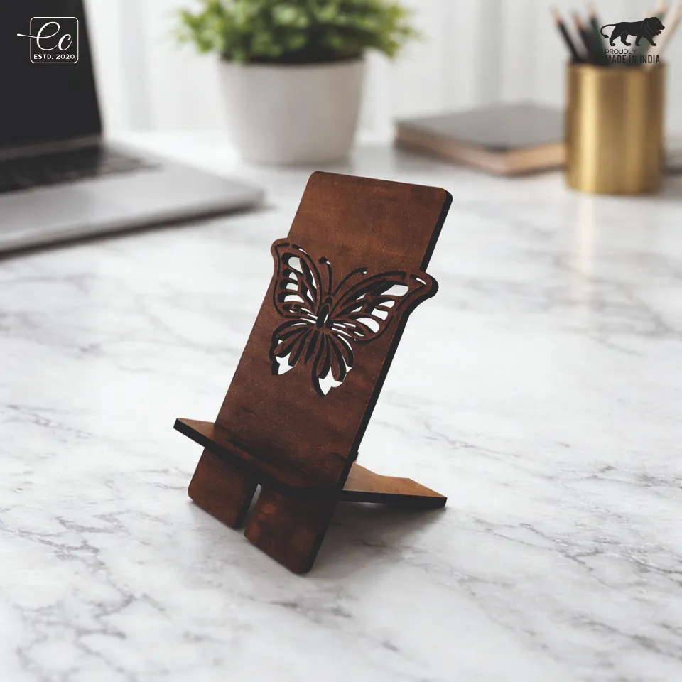 Premium MDF Wooden Mobile Stand with Butterfly Design
